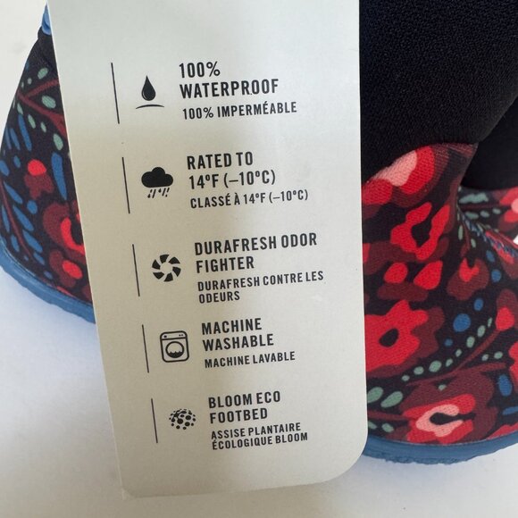 Bogs Boots Waterproof Fuzzy Lined Flower Pattern Toddler Girls Size 8 NWT - Picture 7 of 9